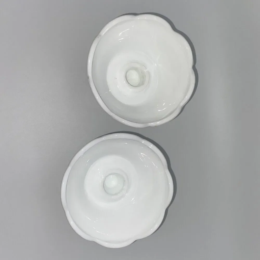 Pair of Vintage Indiana Colony Harvest Grape Milk Glass Pedestal Candle Holder